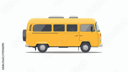 YelloWhite Tour Bus Transport Vector Isolated on White B