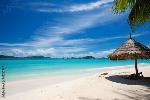 A Glimpse into Serenity: Pristine Beach and Tranquil Ocean View © Mason