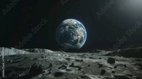 View of Earth from an observatory on the Moon