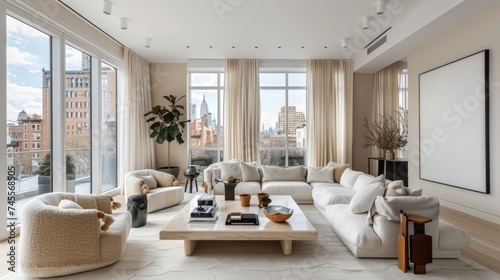 White Furnished Living Room