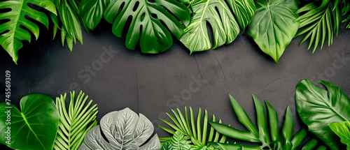 frame with tropical vegetat...