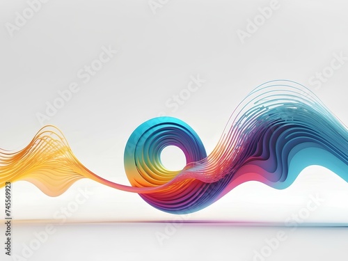 colorful curvy waves on white background, isolated for design 
