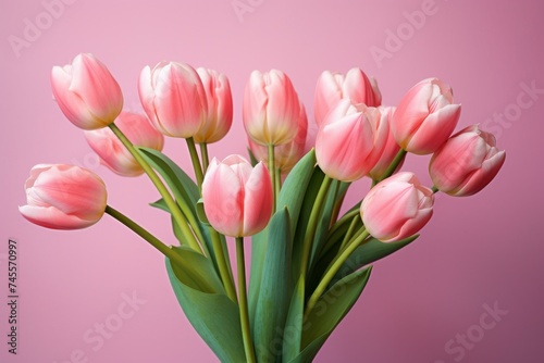 Vibrant Pink tulips. Tulip flower bouquet. Generate Ai