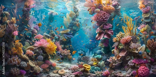 Diverse Coral Ecosystem in Underwater Scene