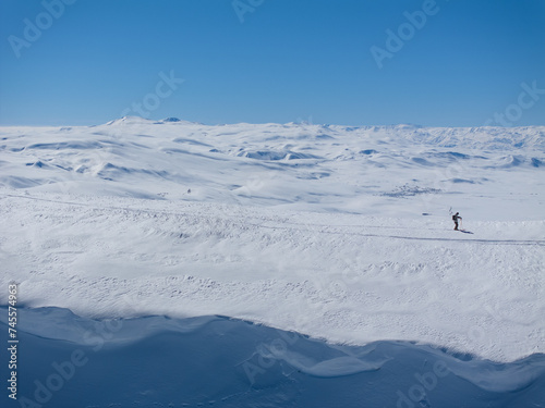 Palandöken Ski Center in the Winter Season Drone Photo, Palandoken Mountains Erzurum, Turkiye (Turkey)