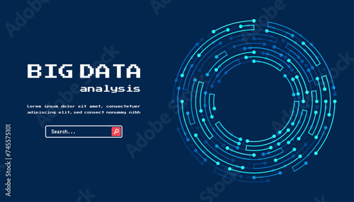 Technology background. Big data visualization concept. Abstract technology circuit board circle