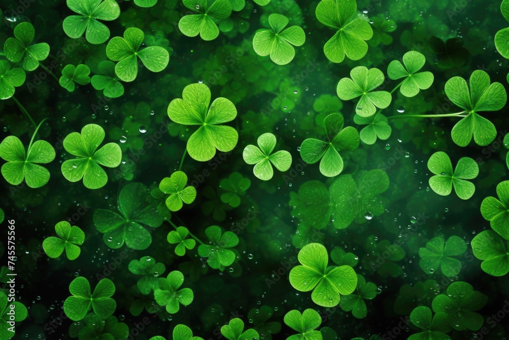Full frame background of clover leaves. Nature and luck concept.