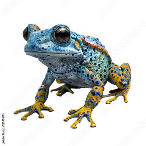 A colored frog isolated on transparent background, png