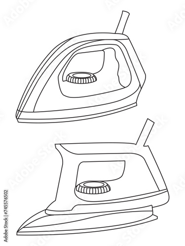 Iron icon set of smoothing iron vector icons. Dry and steam iron vector icon set. Iron flat line icons set. Flat iron sign illustration.