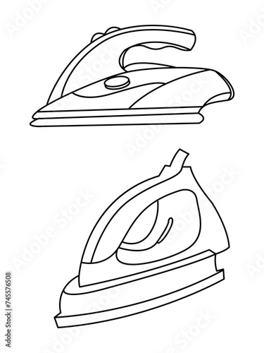Iron icon set of smoothing iron vector icons. Dry and steam iron vector icon set. Iron flat line icons set. Flat iron sign illustration.
