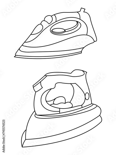 Iron icon set of smoothing iron vector icons. Dry and steam iron vector icon set. Iron flat line icons set. Flat iron sign illustration.