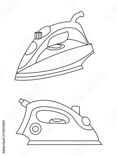 Iron icon set of smoothing iron vector icons. Dry and steam iron vector icon set. Iron flat line icons set. Flat iron sign illustration.