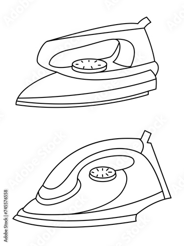 Iron icon set of smoothing iron vector icons. Dry and steam iron vector icon set. Iron flat line icons set. Flat iron sign illustration.