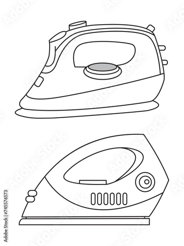 Iron icon set of smoothing iron vector icons. Dry and steam iron vector icon set. Iron flat line icons set. Flat iron sign illustration.