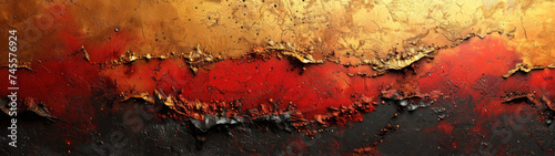 Abstract Painting in Gold and Red