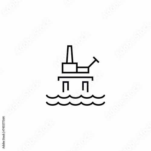 Oil Platform Well Industry Offshore Vector Icon Sign Symbol