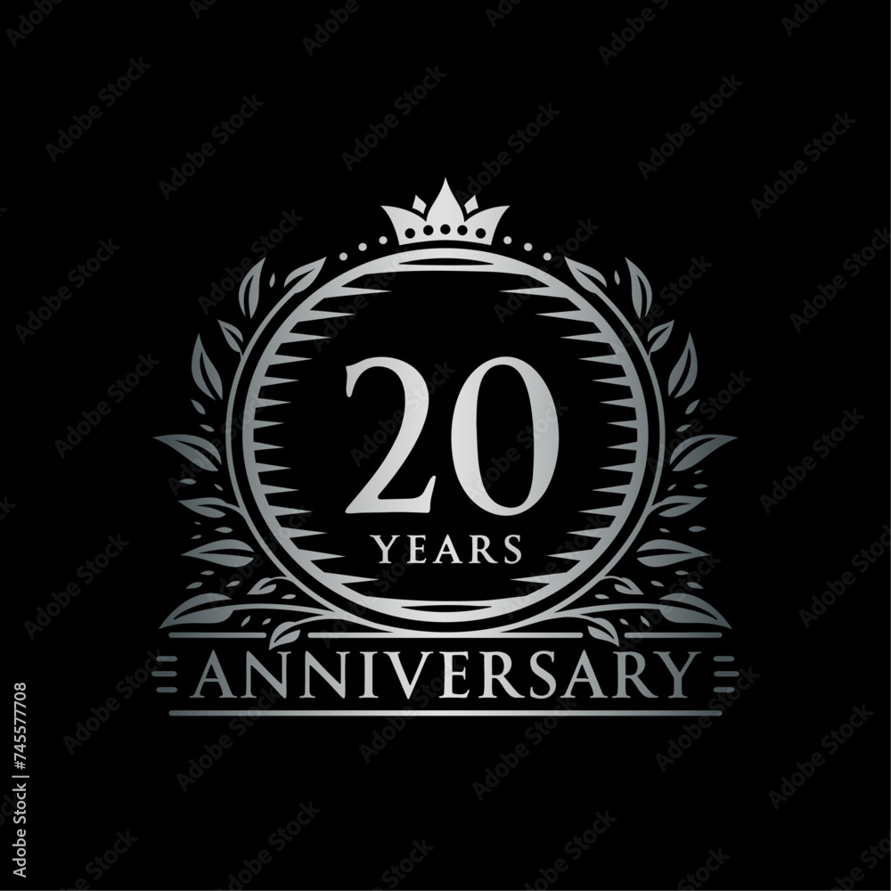 Fototapeta premium 20 years celebrating anniversary design template. 20th anniversary logo. Vector and illustration.