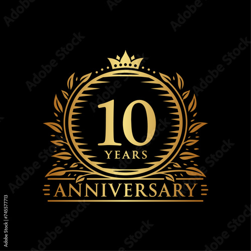 10 years celebrating anniversary design template. 10th anniversary logo. Vector and illustration.