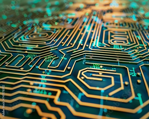 PCB labyrinth with a microchip treasure a metaphor for technological discovery