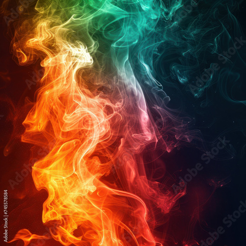 Symbolic representation of Indian patriotism through smoke and fire in tricolor hues. AI generative. © tope007