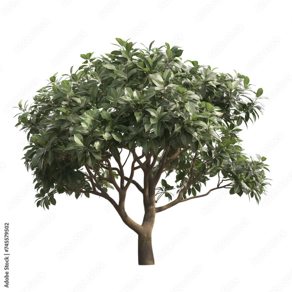 White isolated tree in nature with branches and leaves, representing growth and life 3D illustration of a single tree in a green environment White isolated tree in nature with branches and leaves, representing growth and life 3D illustration of a single tree in a green environment