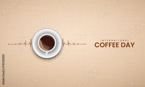 World Coffee Day. International coffee day. 3D illustration.