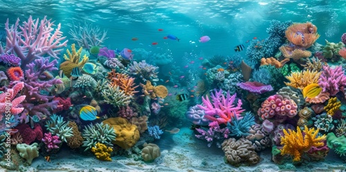 Colorful Coral Reef in Underwater View