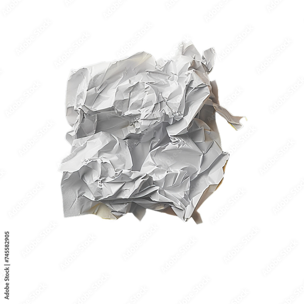 crumpled paper isolated on transparent bzckground
