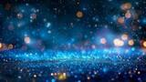 Abstract Defocused Background with Radiant Blue Glitter - A Texture for Christmas and New Year. Made with Generative AI Technology