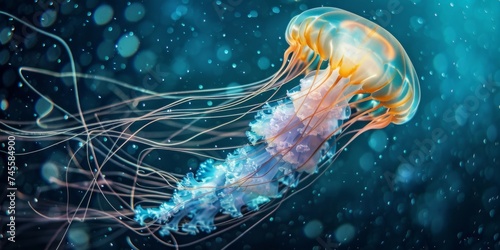 Abyssal jellyfish embodying the mystery and serenity of the underwater ecosystem their bioluminescence a guide in the darkness