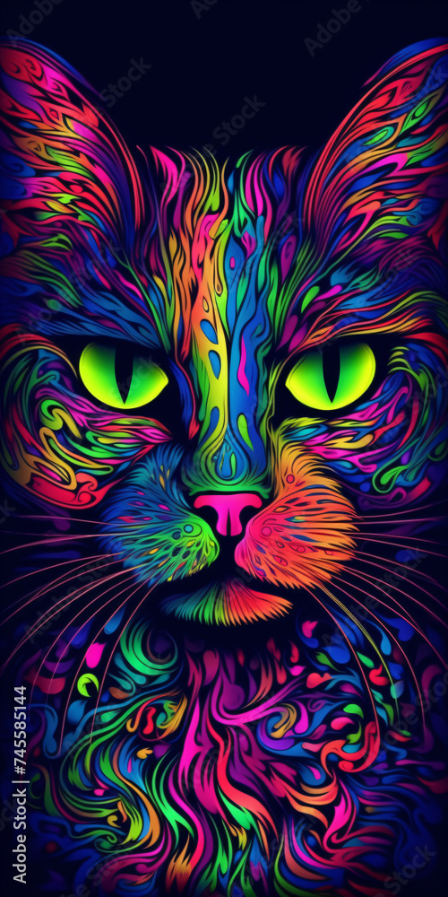 Portrait Colorful Cat wall art