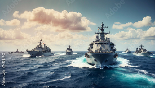 Military Ships at Sea Navy Vessels in the Pacific