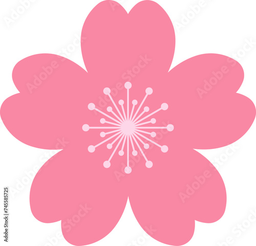 Pink cherry blossoms branch icon. Japanese Sakura flower. Cherry branch with pink sakura. Flowers, plants, spring, cute, etc. Vector.  © Volodymyr