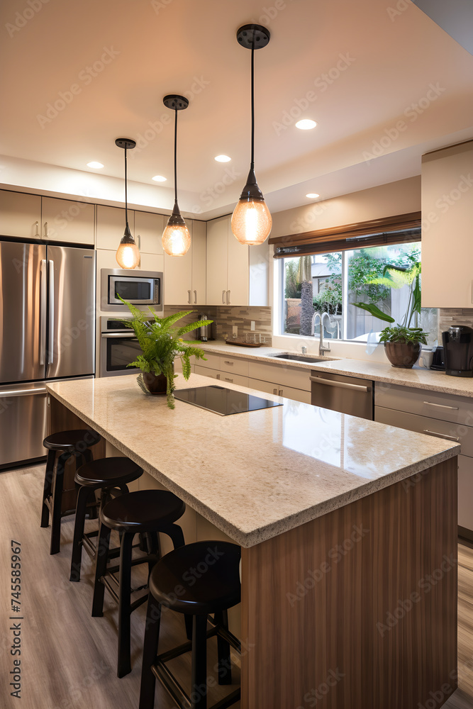 Contemporary and Stylish Hn Kitchen with Sophisticated Design and Comfortable Ambiance
