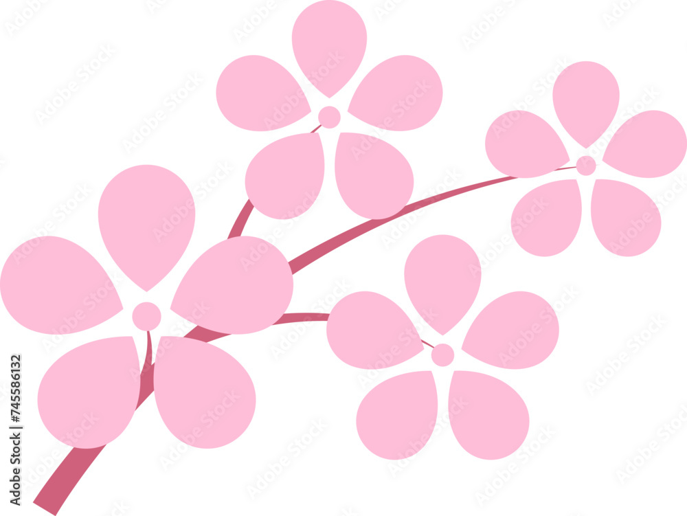 Pink cherry blossoms branch icon. Japanese Sakura flower. Cherry branch with pink sakura. Flowers, plants, spring, cute, etc. Vector. Pink cherry blossoms branch icon. Japanese Sakura flower. Cherry branch with pink sakura. Flowers, plants, spring, cute, etc. Vector.