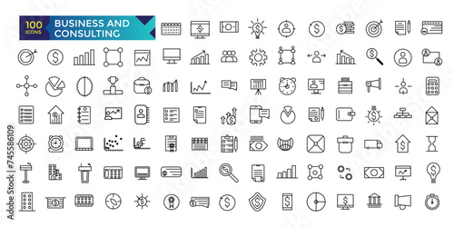 Business and Consulting office line icons collection. UI icon set. Thin outline icons pack. © Rubbble