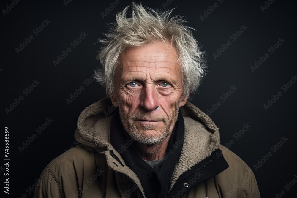 Portrait of a senior man with blond hair. Studio shot. Portrait of a senior man with blond hair. Studio shot.