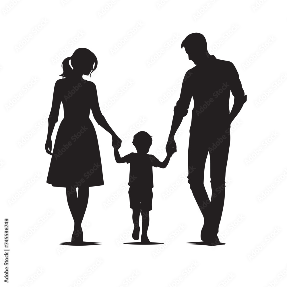 Embracing Unity: Family Silhouette in White