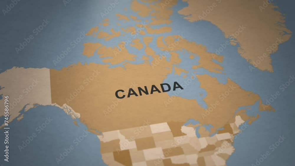 Old Paper Map of Canada