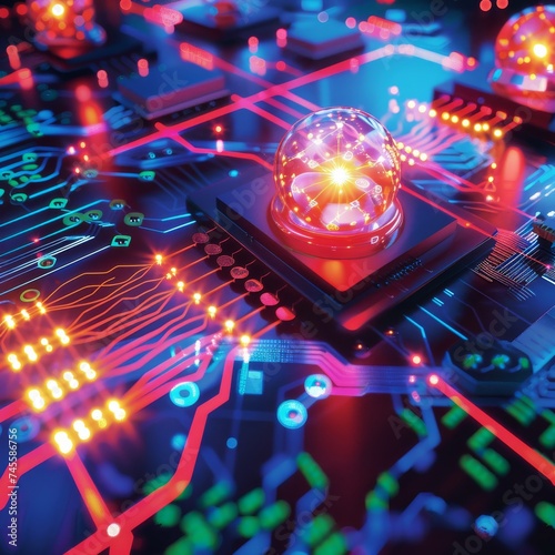 Within the circuit board atoms glow with the promise of quantum breakthroughs powering the next leap in technology photo