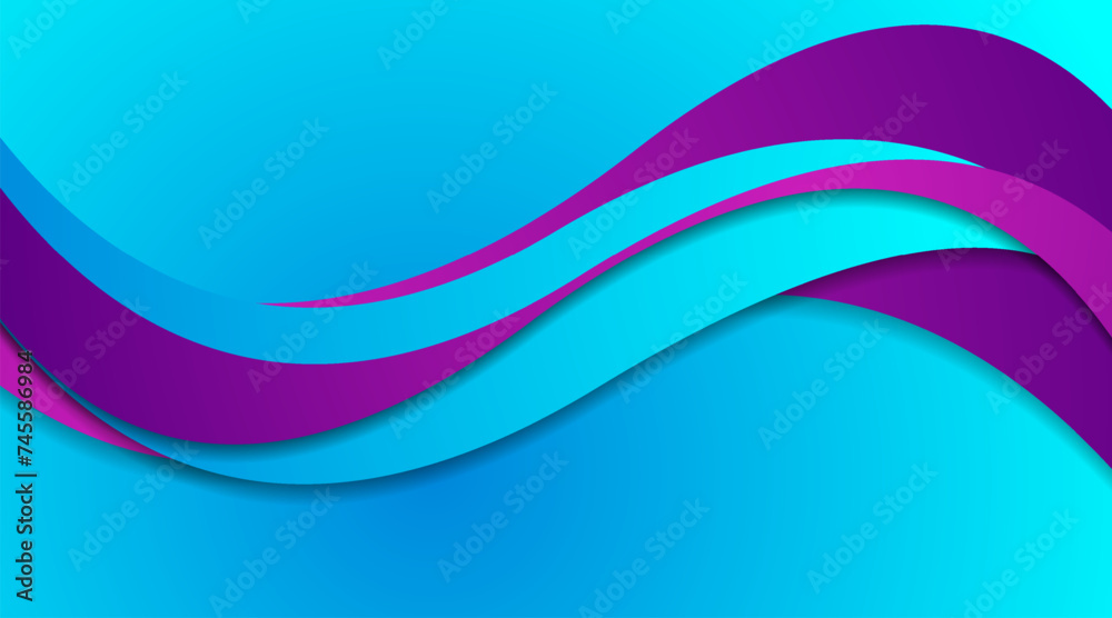 Obraz premium Blue and violet waves minimal abstract elegant background. Vector corporate design