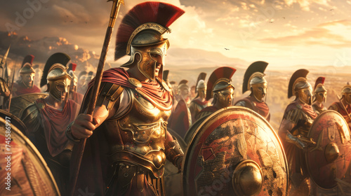 King Leonidas and his spartan hoplites army photo