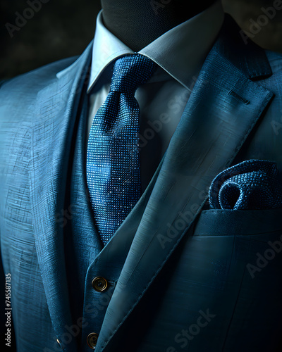 Close Up of Elegant Blue Men's Formal Suit © Resdika