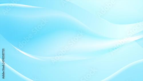Abstract blue white smooth blurred waves background