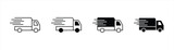 delivery truck icon set. courier icon. service truck & road transport icon symbol. vector illustration
