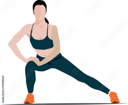 Image of girl doing exercise ,yoga from home