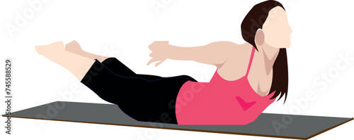 Image of girl doing exercise ,yoga from home