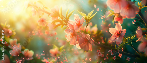 spring flowers background wallpaper with sunlight