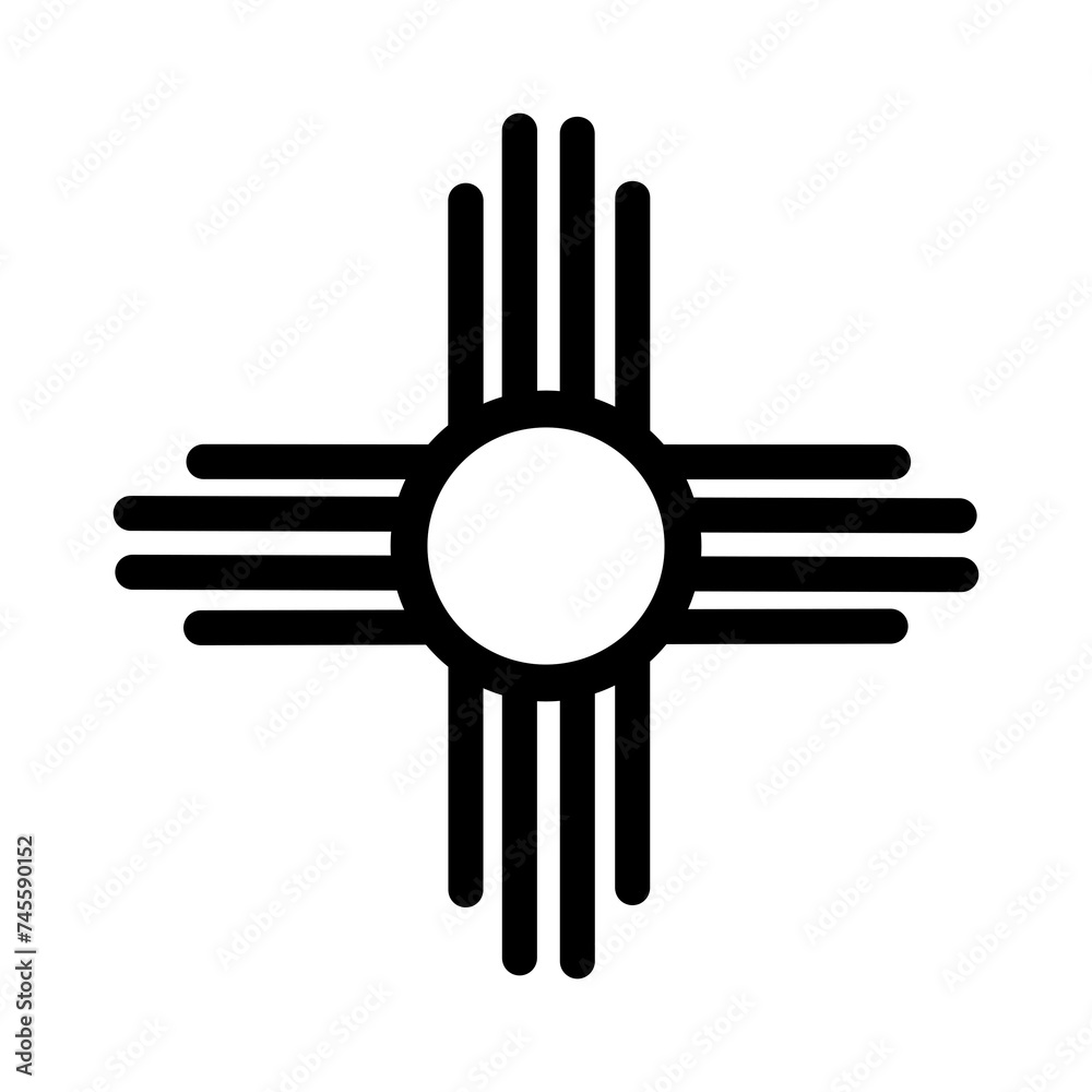 sacred sun symbol of the Zia, an indigenous native American pueblo ...