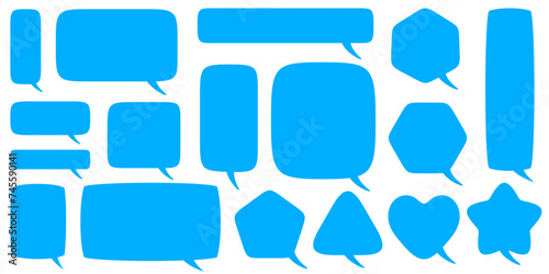 Text talk balloons. Speech bubbles clouds for dialog. Comic cloud box for message. Frame shape set for comment isolated on white background. Vector stickers